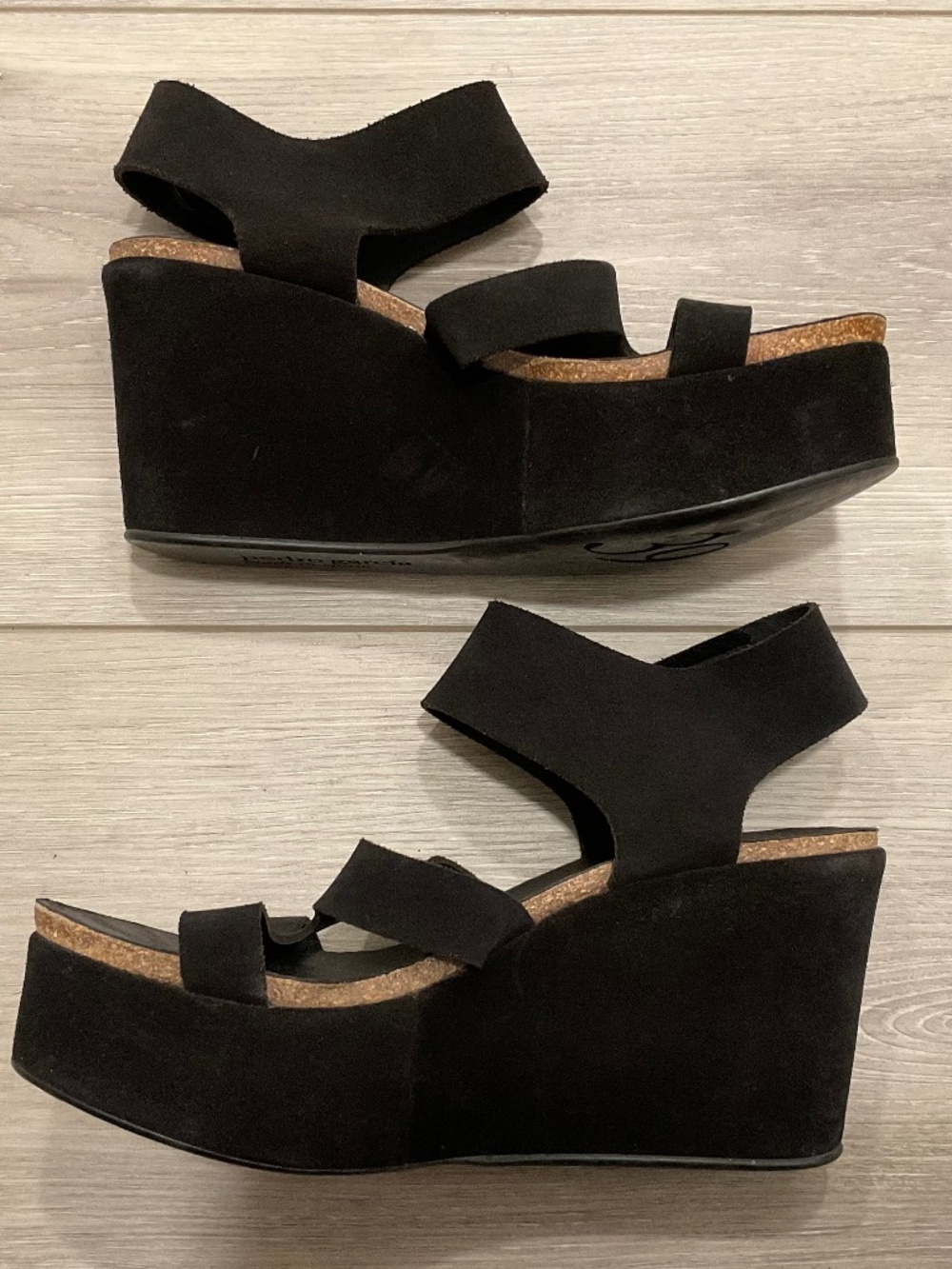 PEDRO GARCIA Wedge Platform Black Suede Sandals Size 9 EU 39 - Picture 3 of 12